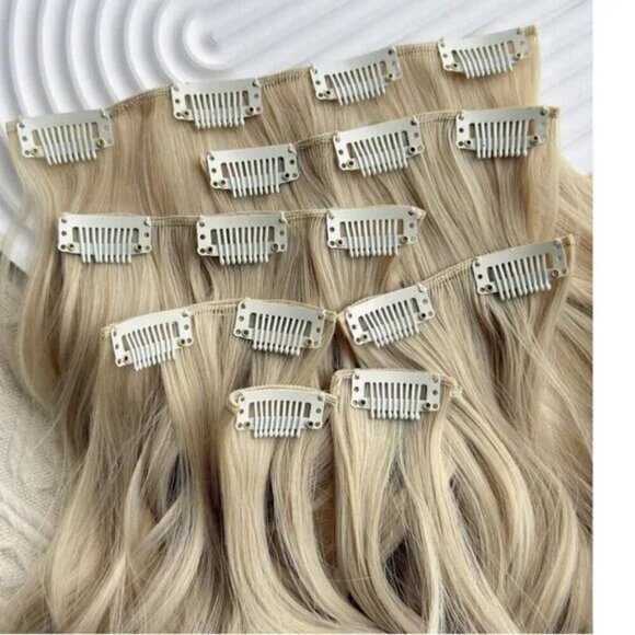 Light Blonde Hair Extensions set - Picture 3 of 5
